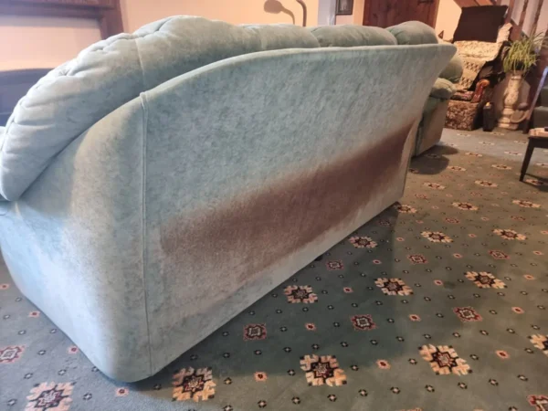Green velvet sofa before cleaning Green velvet sofa before cleaning